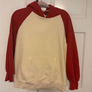 Two-Tone Red and Cream Raglan Hoodie